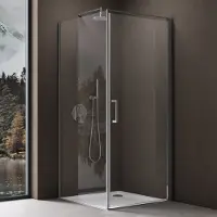Doporro Eck-Duschkabine 90x80x195cm Eckdusche mit Hebe- und Senkmechanismus ESG-Sicherheitsglas Klarglas inkl. Easy-Clean-Beschichtung Ravenna36K-Plus