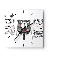 ARTTOR Wanduhr - Quadrat - Glasuhr - Spaß süß Teddybär - 40x40cm - Schleichendes Uhrwerk - Lautlos - zum Aufhängen bereit - Dekoration Modern - Wanddekoration aus Glas - C3AC40x40-2925