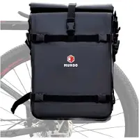 Mundo Fahrradtasche Gepäckträger 28L – Wasserdicht, PVC, Große Fahrradtasche mit Schultergurt, Schwarz