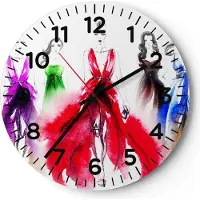 ARTTOR Wanduhr - Rund - Glasuhr - Fotomodell Frau - 40x40cm - Schleichendes Uhrwerk - Lautlos - zum Aufhängen bereit - Dekoration Modern - Wanddekoration aus Glas - C4AR40x40-3651