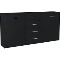Matkam Kommode, B177 x H75 x T35 cm, Sideboard mit 4 Schubladen und 2 Fächer mit Türen, Pflegeleicht, Perfekt für jedes Zuhause (Schwarz)