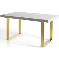 Alpi Möbel Esstisch Ausziehbar Loft-U, Moderner Wohnzimmertisch 140-240x80x77 cm, Gold mit Metallbeinen in Gold