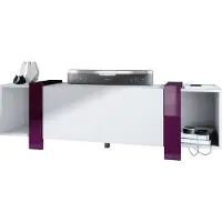 Vladon Lowboard Ida 149 x 45,5 x 34 cm TV-Board mit 4 Fächern und PTO-Türen, Germany, Korpus in Weiß matt, Blenden in Brombeer Hochglanz | Große Farbauswahl