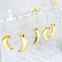 ROSNEK 1.5m LED Mond Warmweiß Lichterkette Batteriebetrieben Party Weihnachten Inner Deko Lichterketten