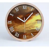 Tulup Holzuhr 30fi cm wanduhr - weiße Spitzen - Sonnenaufgang