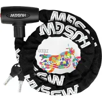 Markenlos Schwarzes Kettenschloss für Fahrrad, Roller und Motorrad - Diebstahlschutz mit wasserdichtem Deckel (120 cm x 6 mm)
