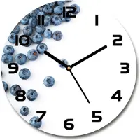 Tulup Wanduhr aus Glas 30fi Glasbild Glasuhr Gehärtetes Glas - schwarze-zeiger - blueberries