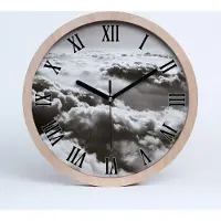 Tulup Holzuhr 25fi cm wanduhr - schwarze Spitzen - Luft Wolken
