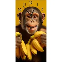 Wallario Design Wanduhr bedruckt, Größe 30 x 60 cm, Motiv: Glücklicher Bananenfan