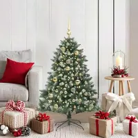 vidaXL "Schlussverkauf" Künstlicher Weihnachtsbaum(1 pc) - Kunstbaum/Tannenbaum - mit 150 LEDs mit Ständer Grün 120 cm C7345
