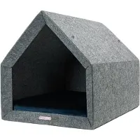 Rexproduct - PetHome 2.0 Hundehütte mit Liegefläche und Dach Biss- und Kratzfest Gute Schalldämmung Umweltfreundlich Größe L Hellgrau und Dunkelblau