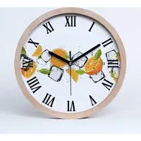 Tulup Holzuhr 30fi cm wanduhr - schwarze Spitzen - Orangen mit Eis