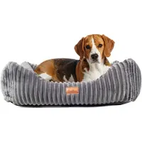 BOUTIQUEZOO Boutique ZOO Hundebett XS 62x55 cm | Weiches Hundesofa mit Kissen | Waschbar & Rutschfest | Wildlederoptik Grau