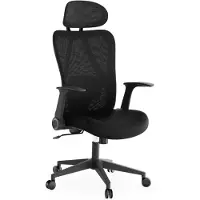 Sense7 Noxo Ergonomischer Bürostuhl Schreibtischstuhl Schwarz Klappbare Armlehnen Kopfstütze Netzrücken Chefsessel Homeoffice Wippfunktion 150 kg