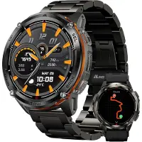 Kospet Tank Ultra 2 Smartwatch Herren Damen, GPS, 1,43" AMOLED, Edelstahl Unibody, 5ATM & IP69K wasserdicht, Extra Akku, Bluetooth-Anrufe, 2 Bänder