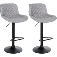 DELUKE 2er Set Barhocker KUHAR - Stoff Grau 50x52x84 cm | Barstuhl Höhenverstellbar Mit Lehne Drehbar Tresenhocker Tresenstuhl Kneipenhocker Kneipenstuhl