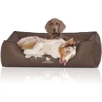 Knuffelwuff Hundebett Henderson aus marmoriertem Kunstleder XL 105 x 75cm Braun