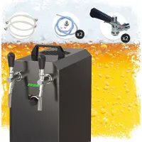 Ich-zapfe Komplett Set - Zapfanlage, Bierzapfanlage STREAM 50K mit Luftpumpe Bierkoffer, Durchlaufkühler 2-leitig Trockenkühler, bis zu 55 Liter/h - BLACK EDITION, Zapfkopf:Köpi,Zapfkopf 2:KeyKeg