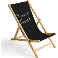 Ferocity Holz Liegestuhl Klappbar Klappliegestuhl Sonnenliege Strandstuhl Wechselbezug Motiv Your Text Schwarz [119]