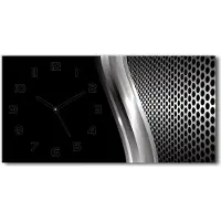 Tulup Wanduhr aus Glas – 60x30 cm - Glasbild - Glasuhr - Gehärtetes Glas - schwarze-zeiger - Metallisch motiv
