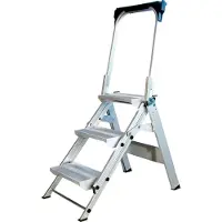 Iller-Leiter Iller Sicherheitstreppe Stufentritt klappbar mit 3 stabilen Aluminium Stufen mit Bügel
