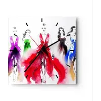 ARTTOR Wanduhr - Quadrat - Glasuhr - Fotomodell Frau - 40x40cm - Schleichendes Uhrwerk - Lautlos - zum Aufhängen bereit - Dekoration Modern - Wanddekoration aus Glas - C3AC40x40-3651