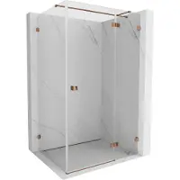 Mexen Lunar T Duschkabine schwenkbar rechts 120 x 80 cm, transparent, Roségold - 834T-120-080-60-00-P