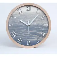 Tulup Holzuhr 25fi cm wanduhr - weiße Spitzen - Flug über den Wolken
