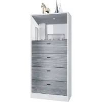 Vladon Kommode Pino V3, Germany, Anrichte mit 4 Schubladen & 1 offenem Fach, Weiß matt/Avola-Anthrazit ohne LED (56 x 125 x 36 cm)