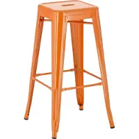 DELUKE Barhocker DOLAN - Metall Orange 43x43x76 cm | Barstuhl Tresenhocker Tresenstuhl Kneipenhocker Kneipenstuhl