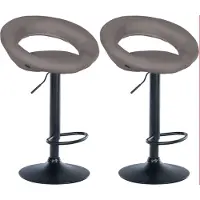 DELUKE 2er Set Barhocker MEKIM - Stoff Grau 52x47x77 cm Schwarz | Barstuhl Höhenverstellbar Mit Lehne Drehbar Tresenhocker Tresenstuhl Kneipenhocker