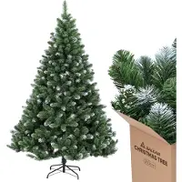 Salcar Künstlicher Weihnachtsbaum 210 cm mit Schnee Effekt Astspitzen und Metallständer, Künstlich Tannenbaum für Weihnachten