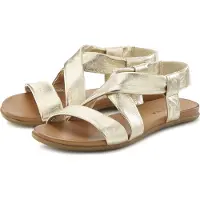 LASCANA Sandale "Sommerschuh" aus Leder mit raffinierten Riemchen, Sandalette, Sommerschuh