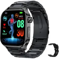 Douself 2,04" Smartwatch Damen Herren, mit Telefonfunktion Fitness Tracker Uhr Sport-Gesundheitsüberwachung BT5.2 S0S-Notruffunktion IP68 Wasserdicht, Deutsch