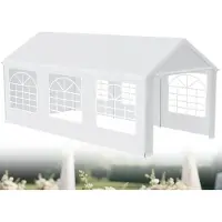LZQ Partyzelt 3x6 m wasserdicht & UV-beständig, Gartenpavillon mit PE-Plane und Seitenteilen, stabil & wetterfest – Weiß – 18 m²