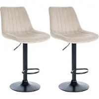 DELUKE Barhocker 2er Set RIO - Creme, Samt, Schwarz | Barhocker mit Lehne Barstuhl Tresenhocker Tresenstuhl Kneipenhocker Kneipenstuhl