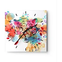 ARTTOR Wanduhr - Quadrat - Glasuhr - Farbe Konzept Katze - 40x40cm - Schleichendes Uhrwerk - Lautlos - zum Aufhängen bereit - Dekoration Modern - Wanddekoration aus Glas - C3AC40x40-3068