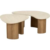 KAWOLA Couchtisch PRETO Set 2-tlg. Keramik weiß