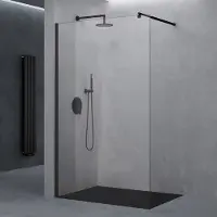 Doporro Luxus Duschwand für Dusche Duschabtrennung 110x200cm Schwarz Walk-In Dusche 10mm ESG-Sicherheitsglas Klarglas inkl. Nanobeschichtung Bremen02K