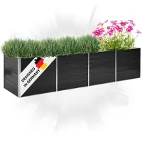 DELUKE Hochbeet für Garten OSKAR Anthrazit | 320x80x77cm | Verzinkter Stahl | Wetterfest | Gartenbeet Kräuterbeet Blumenbeet Beet hoch Frühbeet für Garten Gemüsebeet