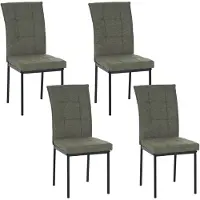 HTI Matthew Stuhl Grün 4er Set, 44x96x61 cm (BxHxT), Sitzhöhe 48 cm, hohe Rückenlehne, pulverbeschichtete Metallbeine, Karosteppung