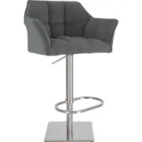 DELUKE Barhocker SIHAR - Cord Grau 64x45x88 cm Silber | Barstuhl Mit Lehne Tresenhocker Tresenstuhl Kneipenhocker Kneipenstuhl