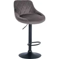 DELUKE Barhocker FALON - Samt Grau 46x49x83 cm Schwarz | Barstuhl Mit Lehne Drehbar Tresenhocker Tresenstuhl Kneipenhocker Kneipenstuhl