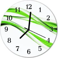 Tulup Glasuhr Wanduhr Küchenuhr Echt-Glas 30fi cm Abstrakte Linien grün