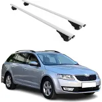 Omtec Dachträger Grundtäger für Skoda Octavia mk3 Kombi 2013-2020 75kg Metall Grau 2x