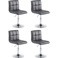 DELUKE 4er Set Barhocker BANGKO - Kunstleder Schwarz 44x49x74 cm | Barstuhl Höhenverstellbar Mit Lehne Drehbar Tresenhocker Tresenstuhl Kneipenhocker