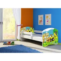 Clamaro Kinderbett, Motiv, Schublade , Bett Farbe:20 Bagger, Mit Bettkasten:Mit Bettkasten, Bett Größe:140 x 70 cm