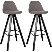 CLP 2er Set Barhocker modern Corbin Square | Farbe taupe Gestell Farbe schwarz