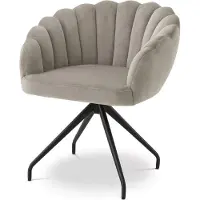 Casa Padrino Luxus Esszimmerstuhl Greige / Schwarz 65,5 x 64 x H. 78,5 cm - Drehstuhl mit edlem Samtsoff - Esszimmer Möbel - Luxus Möbel - Luxus Einrichtung - Esszimmer Einrichtung