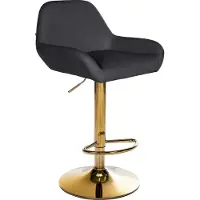 DELUKE Barhocker BIKEL - Kunstleder Schwarz 51x52x89 cm Gold | Barstuhl Höhenverstellbar Mit Lehne Drehbar Tresenhocker Tresenstuhl Kneipenhocker